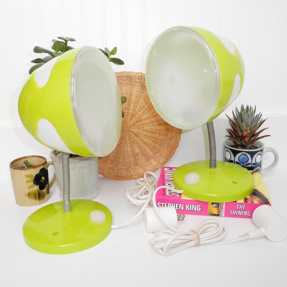 Vintage IKEA 2000s Skojig Lime Green Pair of Cloud Mushroom Lamps Mountable Y2K